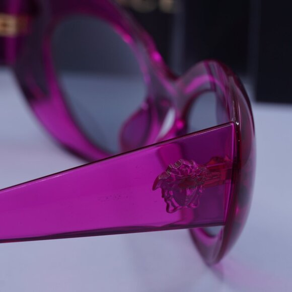 Versace VE4456U 533487 Oval Sunglasses – Pink Transparent/Dark Grey main image 4